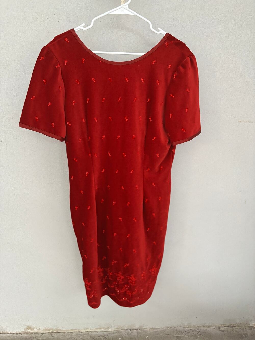 Vintage Nina Piccalino Velvet Red Bodycon Dress Holiday Date Night Cocktail